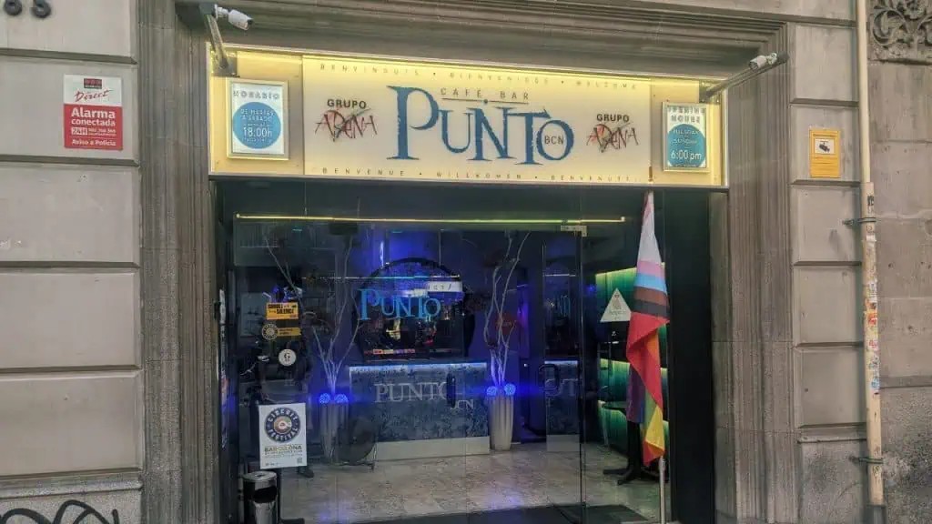 Punto BCN entrance with rainbow flag
