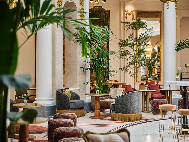 Lounge seating beneath the dome at La Cúpula