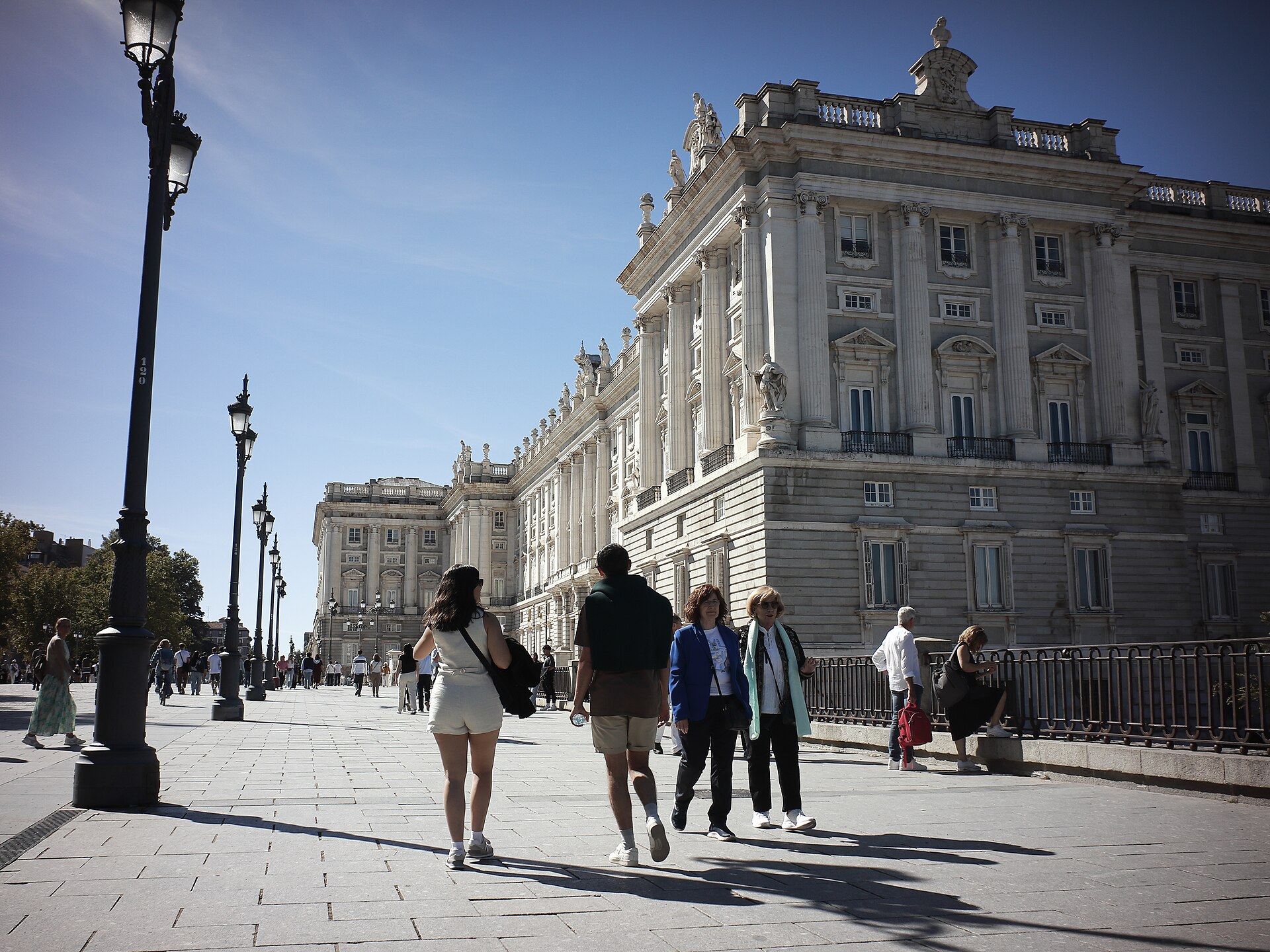 East facade of the Royal Palace of Madrid on a sunny day