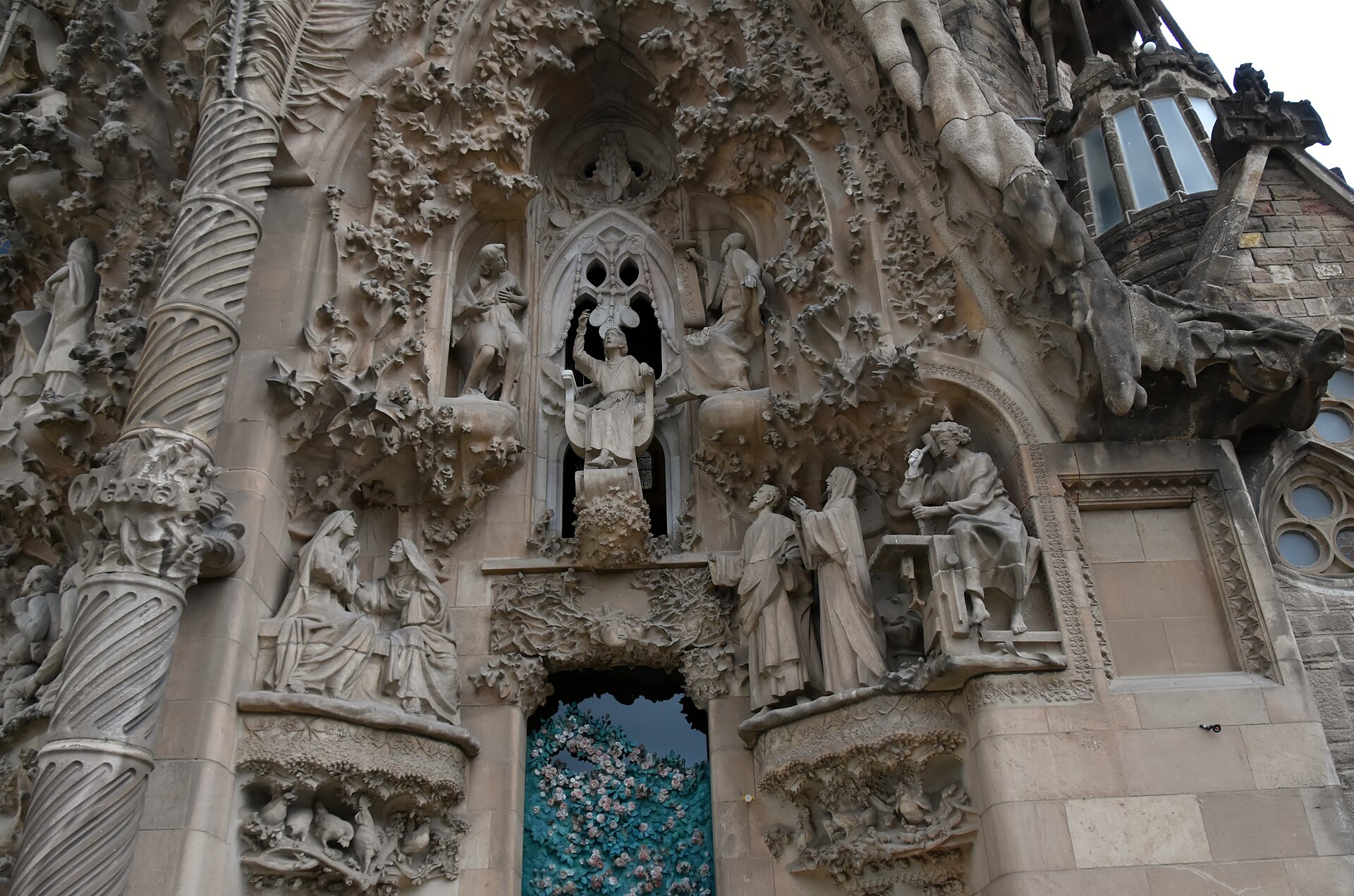 Sculpted figures on the Nativity facade of the Sagrada Família