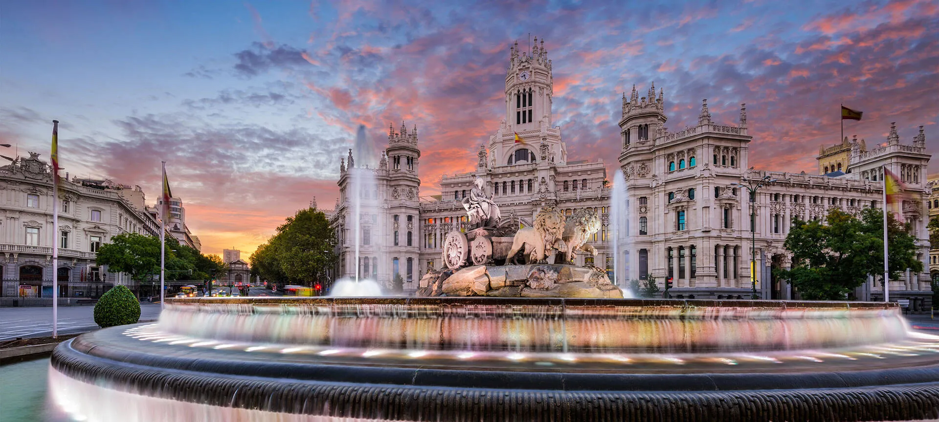 The Cibeles fountain with the palace behind it