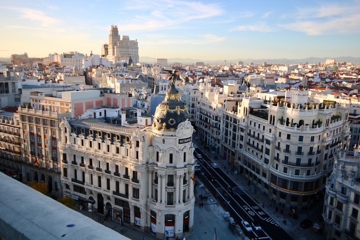 Gran Vía and the Metropolis Building in Madrid