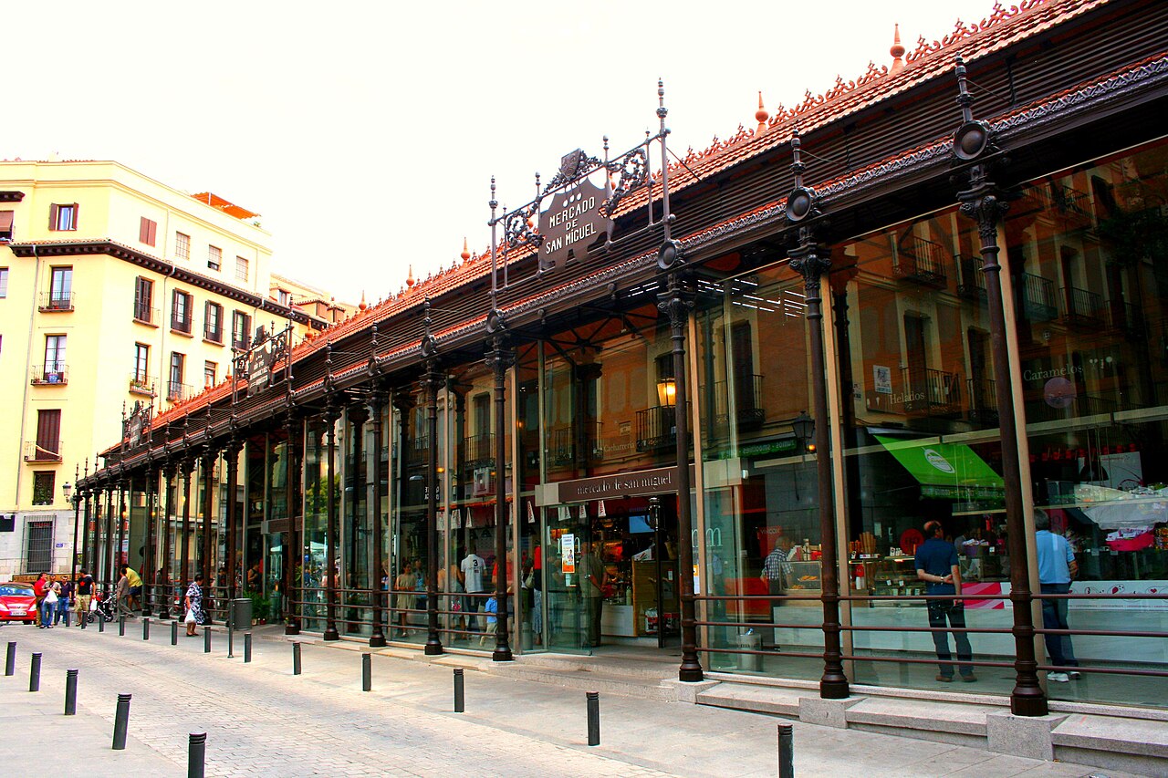 The wrought-iron market hall of Mercado de San Miguel